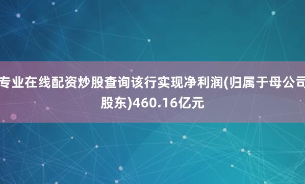 专业在线配资炒股查询该行实现净利润(归属于母公司股东)460.16亿元